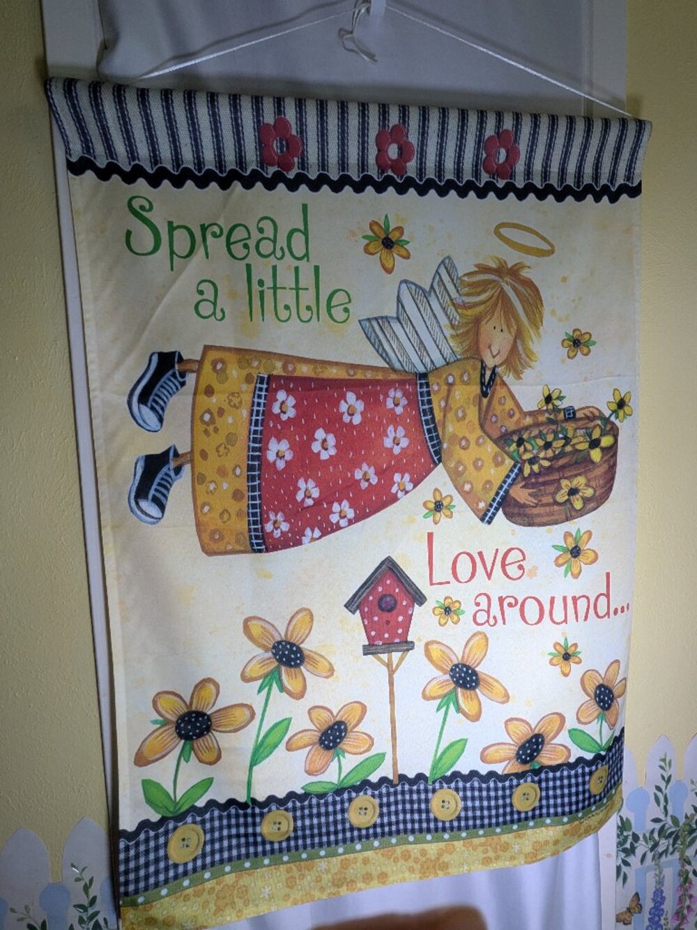 Debra Jordan Bryan Spread A Little Love Angel Garden Flag Country Farmhouse 39x2